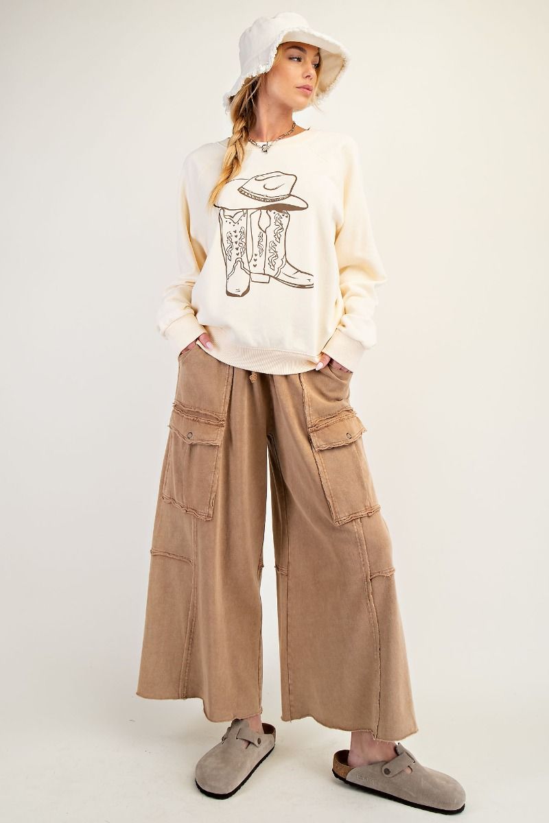 Mineral Washed Wide Leg Pants