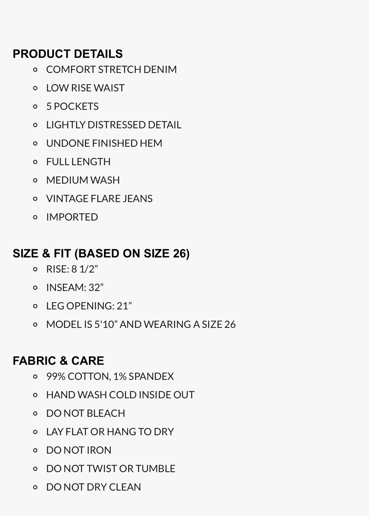 Low Rise Vintage Flare Jeans