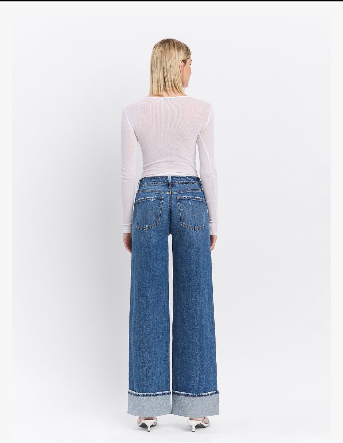 High Rise Cuffed Baggy Wide Panel