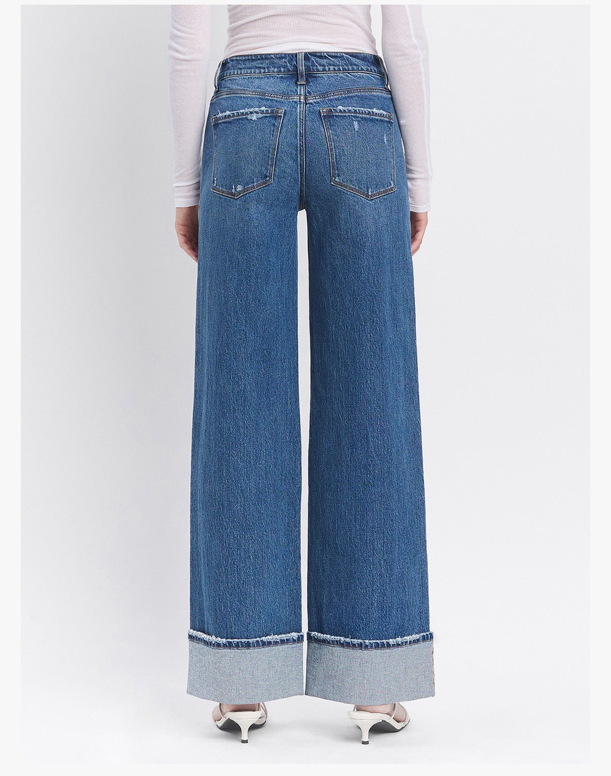 High Rise Cuffed Baggy Wide Panel
