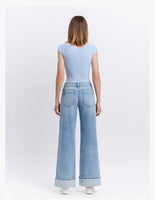 Low Rise Cuffed Baggy Wide Jeans
