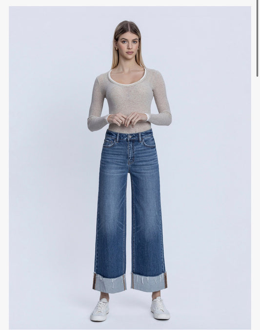 High Rise Cuffed Ankle Wide