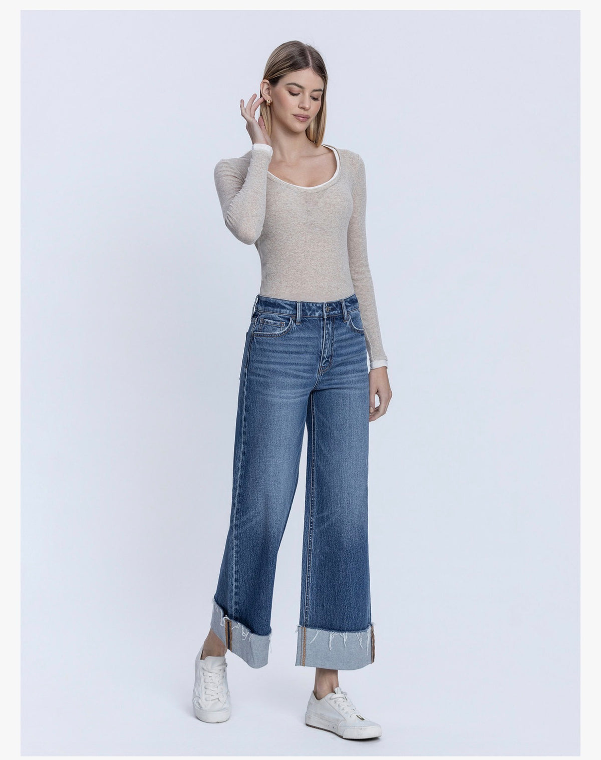 High Rise Cuffed Ankle Wide