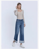 High Rise Cuffed Ankle Wide
