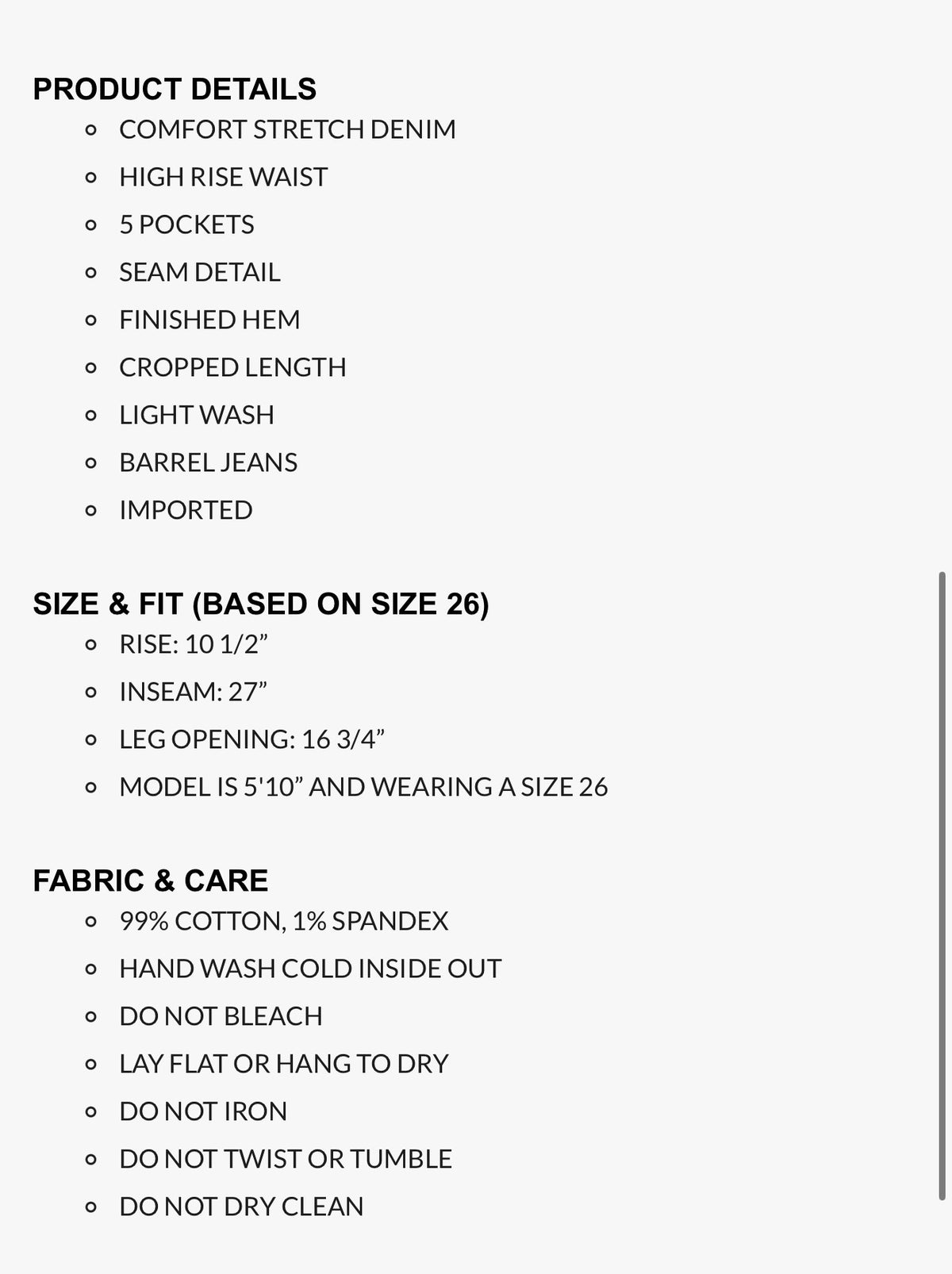 High Rise Barrel Jeans