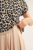 Drop Shoulder Sweater Top w/ Knot

