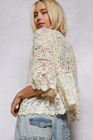 Crochet Vneck S/S Cardigan
