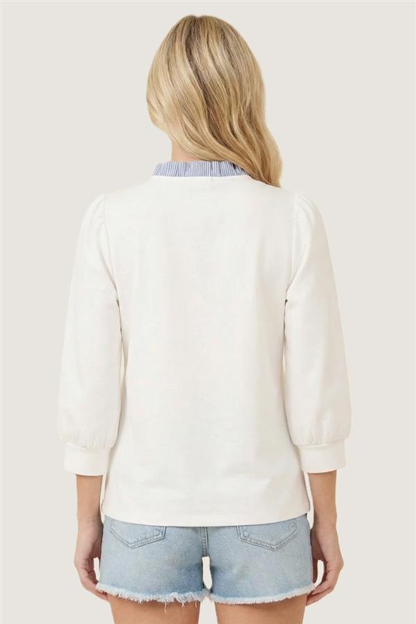 Frilled Bow Tie Detail Puff Sleeve Top