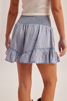 Smocked Waist Denim Ruffle Shorts
