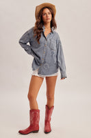 Denim Button Western Top
