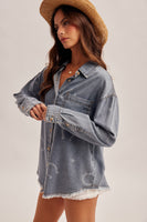 Denim Button Western Top
