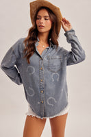 Denim Button Western Top

