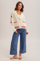 Shawl Collar American Flag Cardigan
