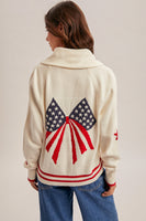 Shawl Collar American Flag Cardigan
