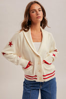 Shawl Collar American Flag Cardigan
