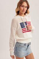 Open Stitch L/S American Flag Sweater
