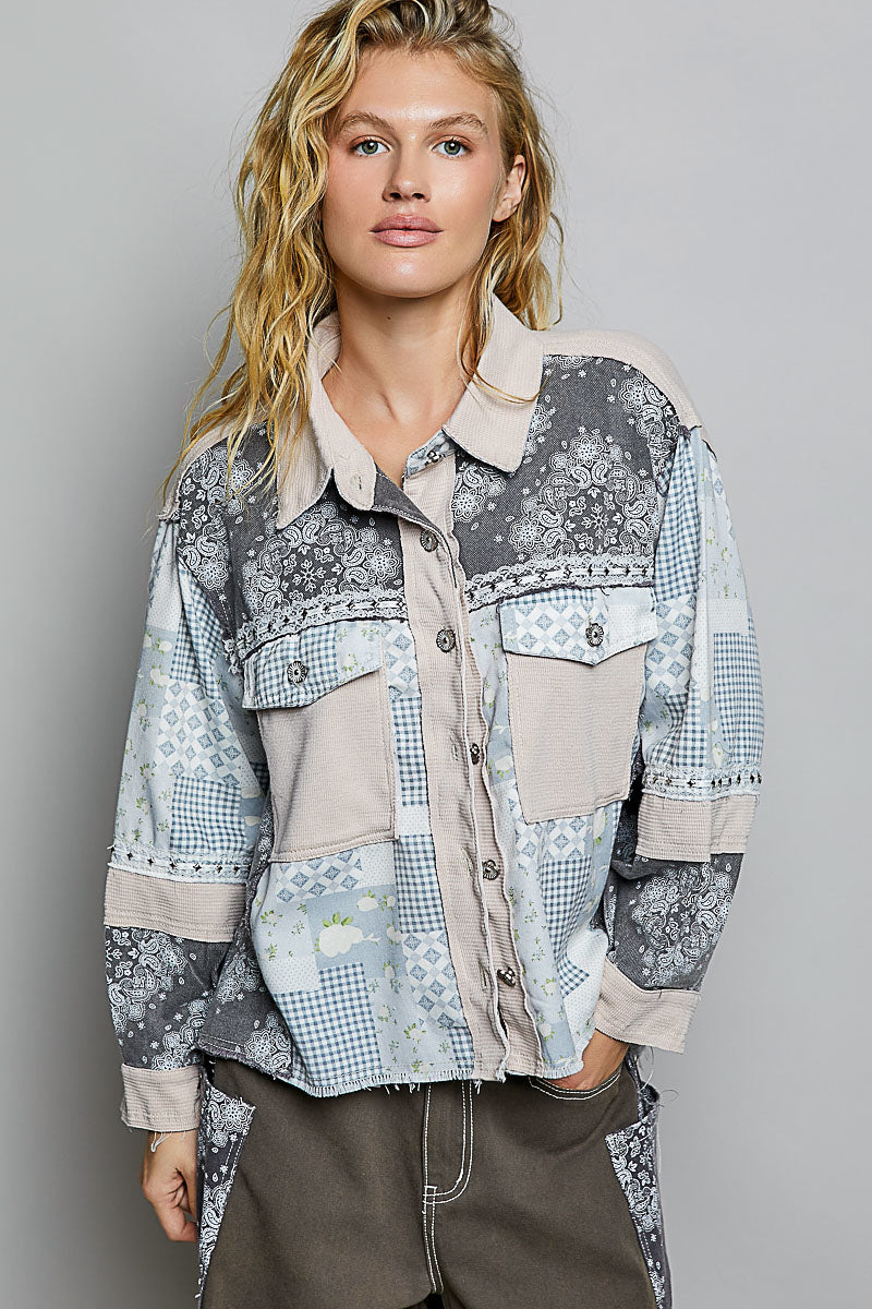 Shirt Collar Long Sleeve Fit Jacket