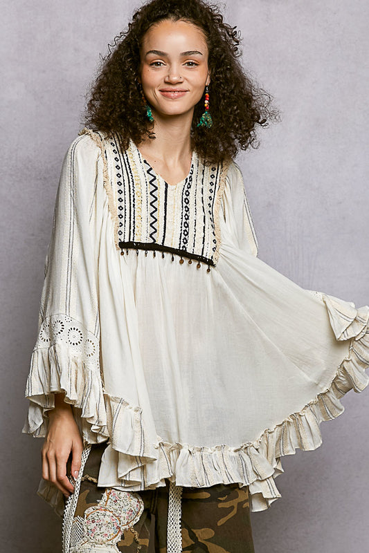 Poncho V-neck Style Top