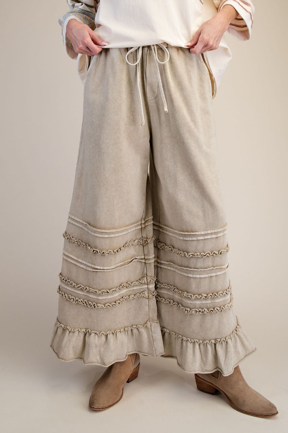 Ruffle Mineral Washed Terry Pants