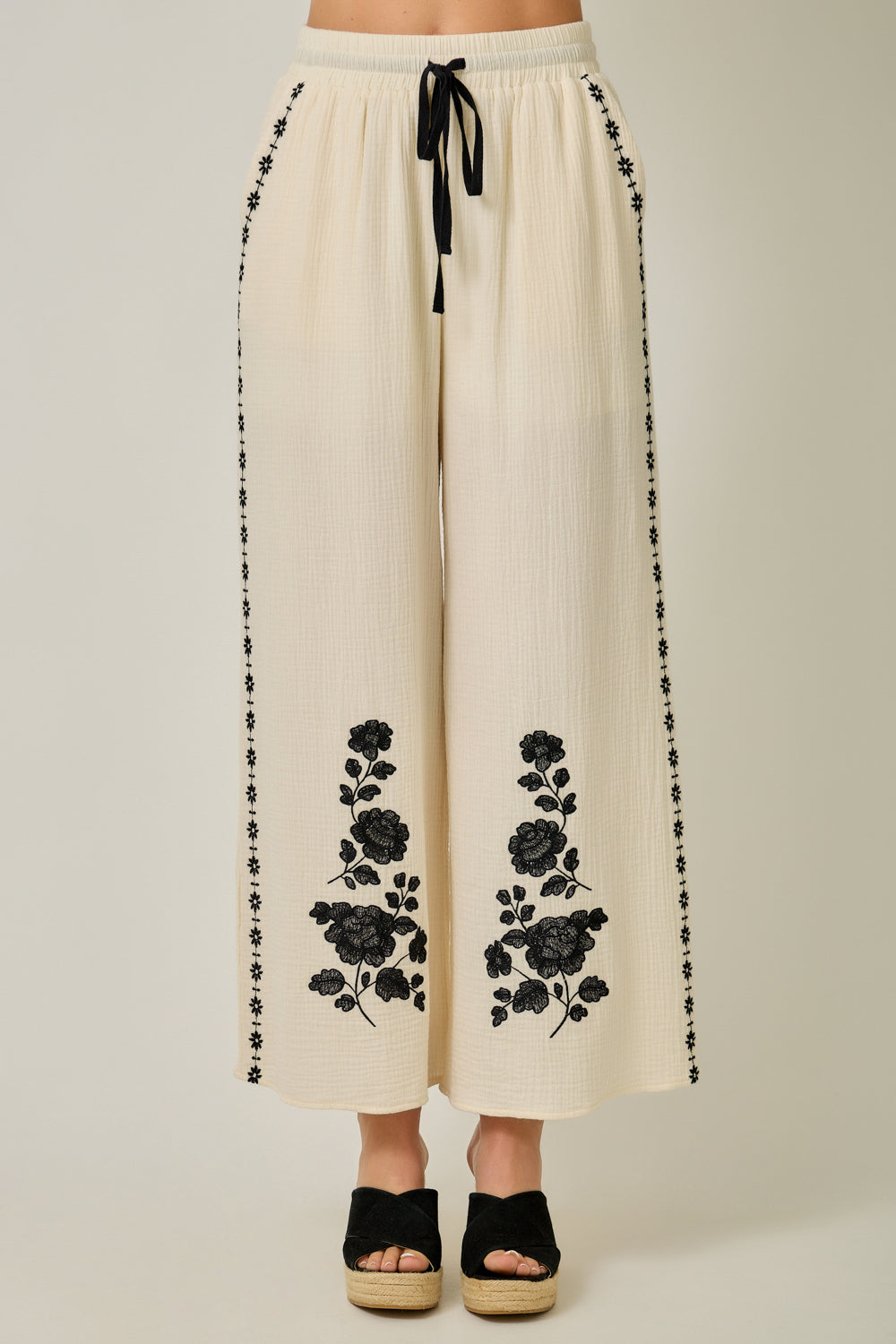 Gauze Embroidered Lounge Pants
