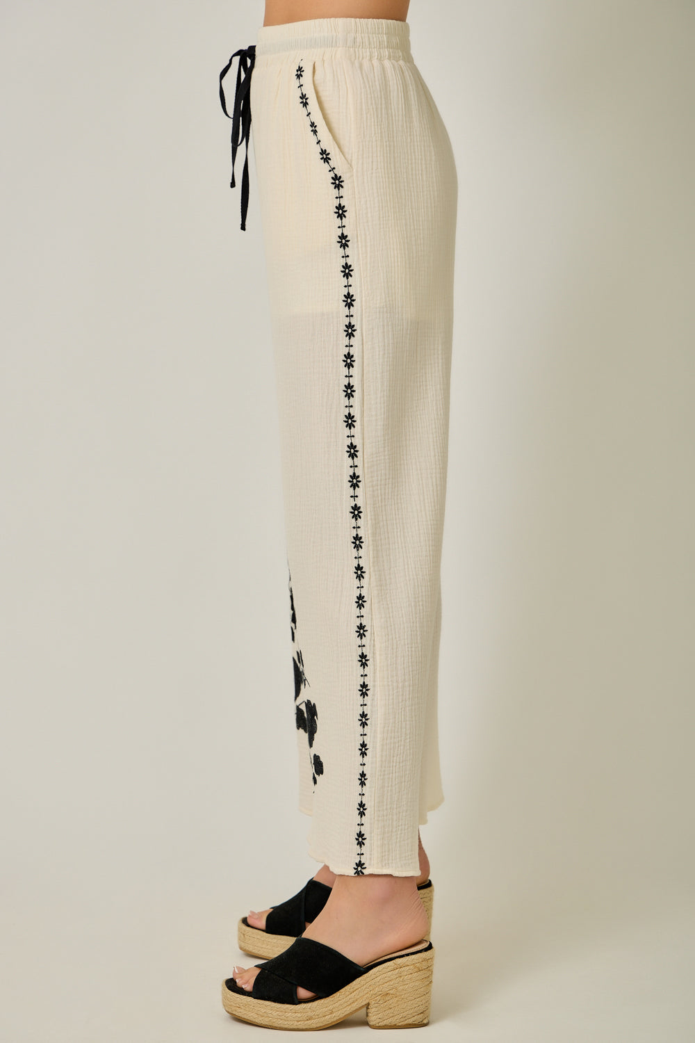Gauze Embroidered Lounge Pants