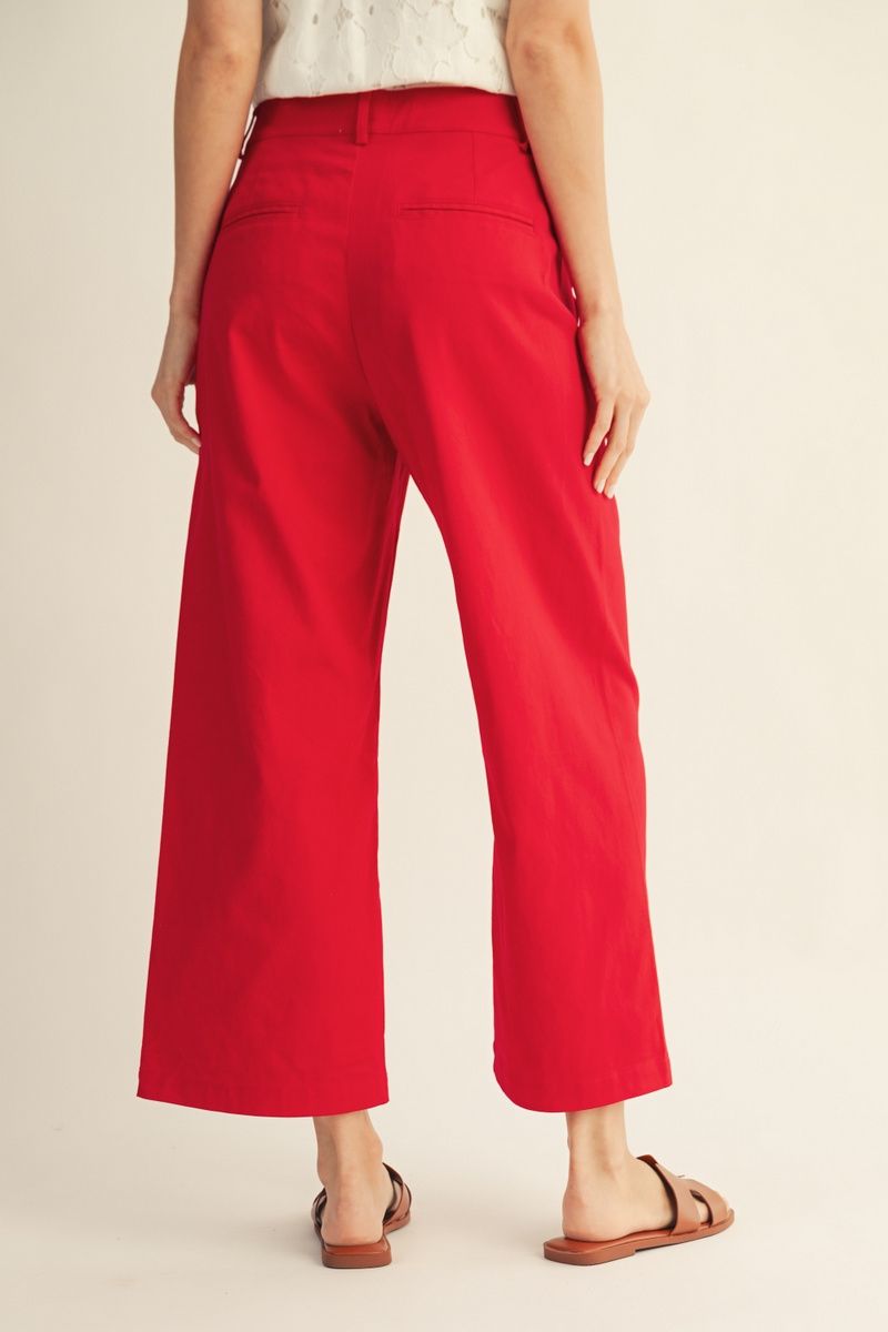 High Waist Solid Wide Leg Pants