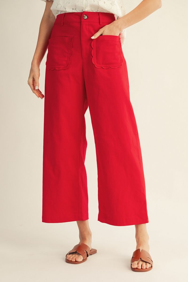 High Waist Solid Wide Leg Pants