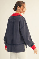 American Flag Patch Crewneck Top
