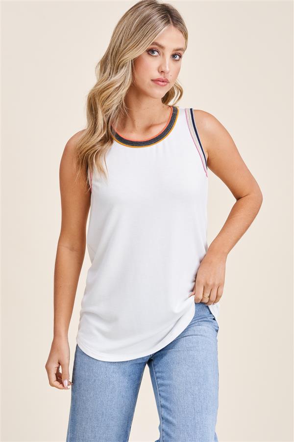 Contrasted Round Neck Tank