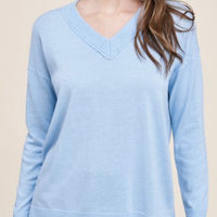 V-Neck Side Slit Sweater