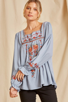 Square Neck Embroidered Blouse

