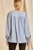 Square Neck Embroidered Blouse
