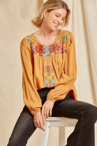 Round Neck Embroidered Blouse