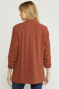 Blazer Jacket Shirred Detail On Sleeve