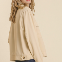 Collared Button Down Crepe Jacket