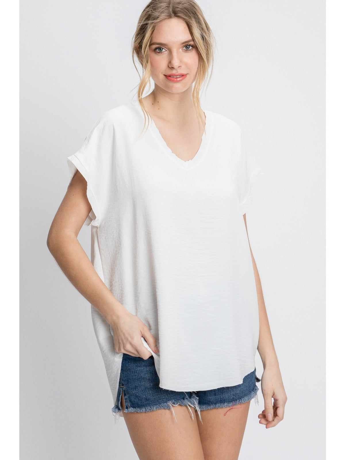 V-Neck Solid Blouse