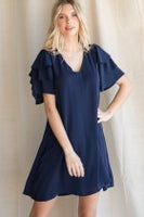 Solid Tiered Sleeve Dress
