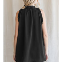 Solid Tank With Ruffle Neckline
