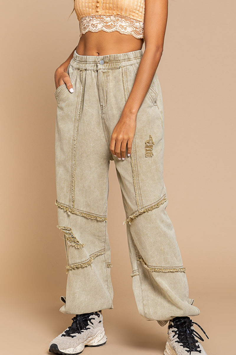 Distressed Stone Washed Joggers