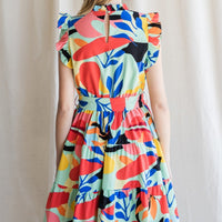 Belted Tiered Print Dress