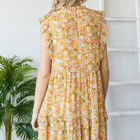 Tiered Ruffle Floral Print Short Dress