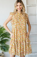Tiered Ruffle Floral Print Short Dress
