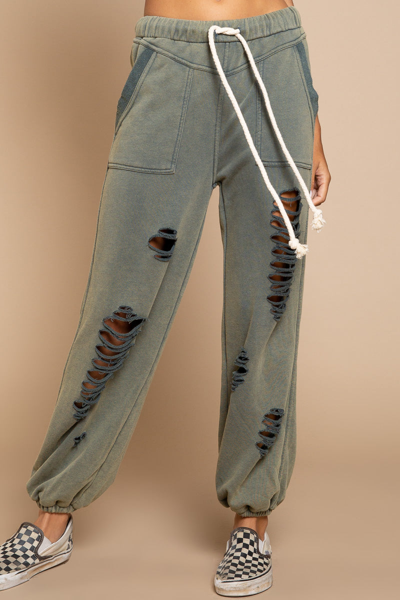 [ROUGHNECK] Grunge Cut-Out Sweatpants /追跡付 RIPPED UP STRAIGHT LEG SWEATPANTS – Mostly Heard Rarely Seen