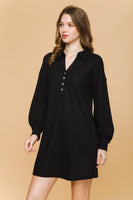 Solid Waffle Knit Mini Dress
