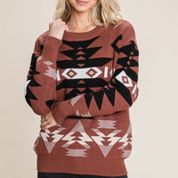 Aztec Scoop Neck Sweater