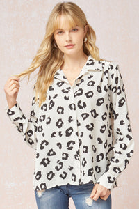 Leopard Print Long Sleeve Button Up