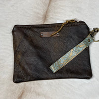 Turq and Gold LV Wristlet