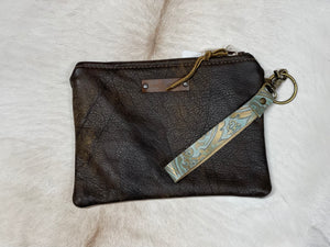 Turq and Gold LV Wristlet