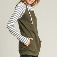 Color Block French Terry Doubled Hoodie